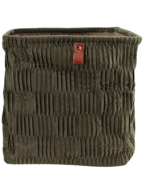 Cube de rangement en velours plissé vert 31x31x31cm - Kiabi Cube de rangement en velours plissé vert 31x31x31cm - Kiabi