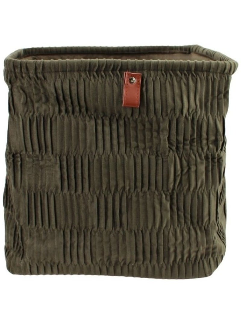 Cube de rangement en velours plissé vert 31x31x31cm Vert - Kiabi