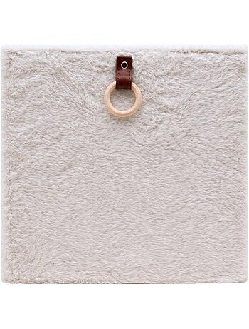 Cube de rangement fausse fourrure blanche 31x31x31cm