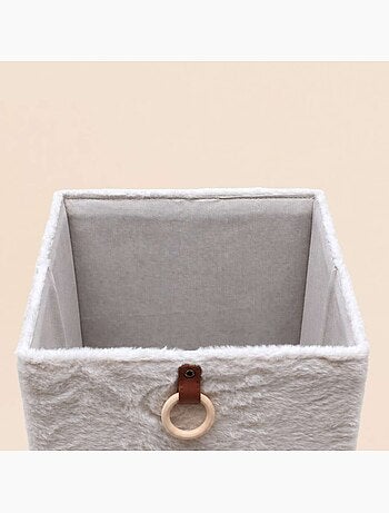Cube de rangement fausse fourrure blanche 31x31x31cm