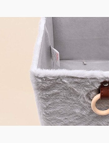 Cube de rangement fausse fourrure blanche 31x31x31cm