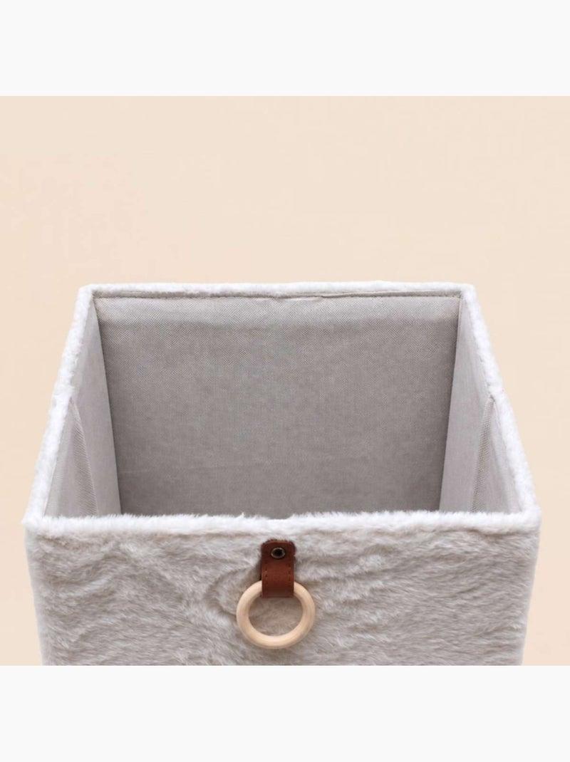 Cube de rangement fausse fourrure blanche 31x31x31cm Blanc - Kiabi