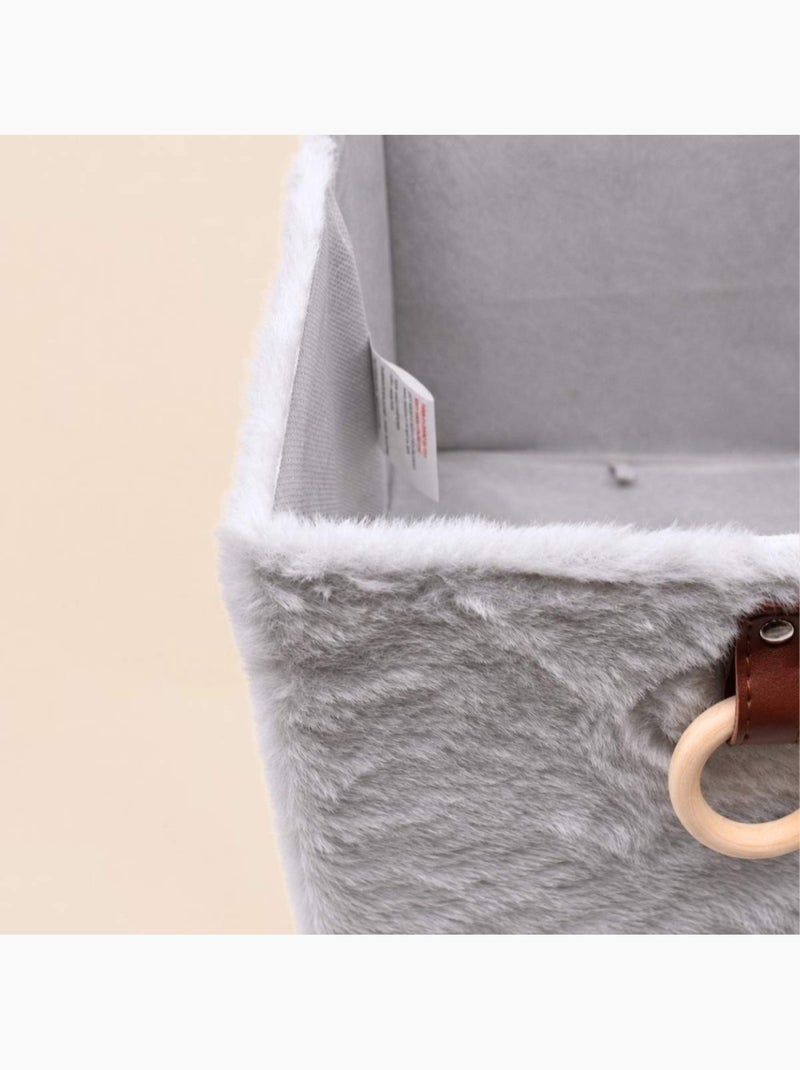 Cube de rangement fausse fourrure blanche 31x31x31cm Blanc - Kiabi