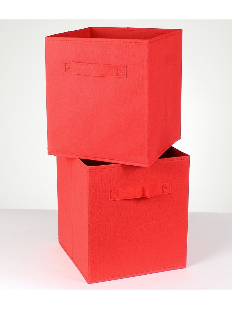 Cube De Rangement Intissé 28x28cm - Lot De 2 Rouge - Kiabi