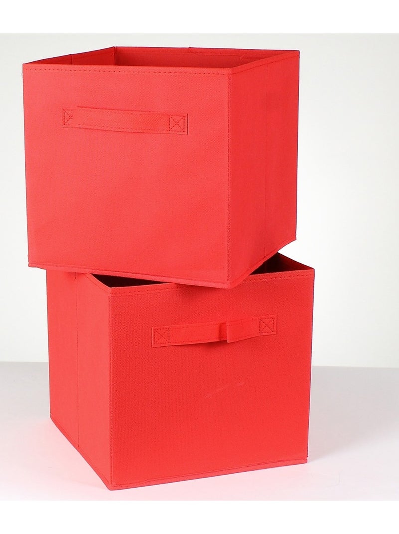 Cube De Rangement Intissé 28x28cm - Lot De 2 Rouge - Kiabi