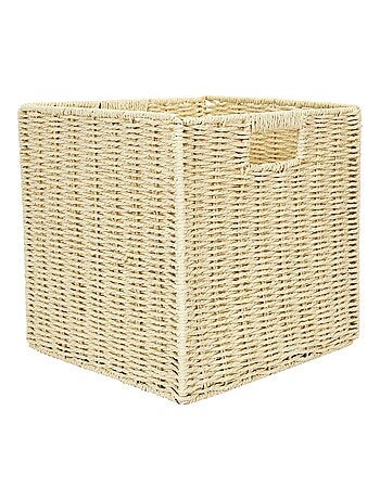 Cube de rangement tressé pliable - 30 x 30 cm - Beige
