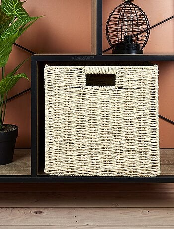 Cube de rangement tressé pliable - 30 x 30 cm - Beige