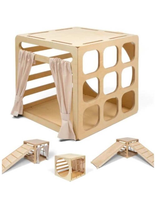 Cube d’escalade & cabane de jeu en bois - Kiabi