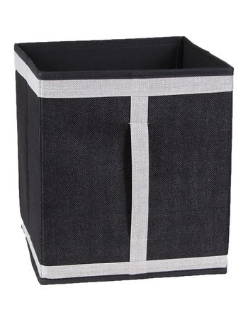 Cube Pliable En Carton Recouvert De Tissu Polyester Aspect Lin - Kiabi