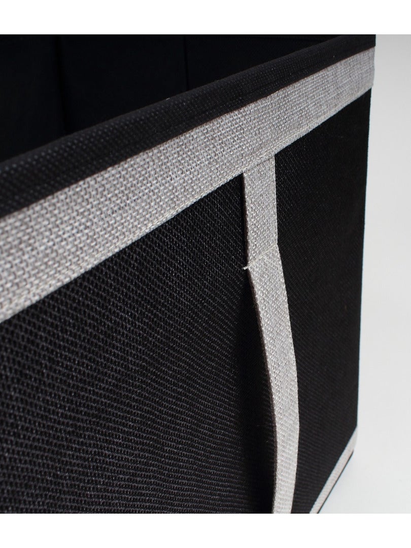 Cube Pliable En Carton Recouvert De Tissu Polyester Aspect Lin Noir - Kiabi