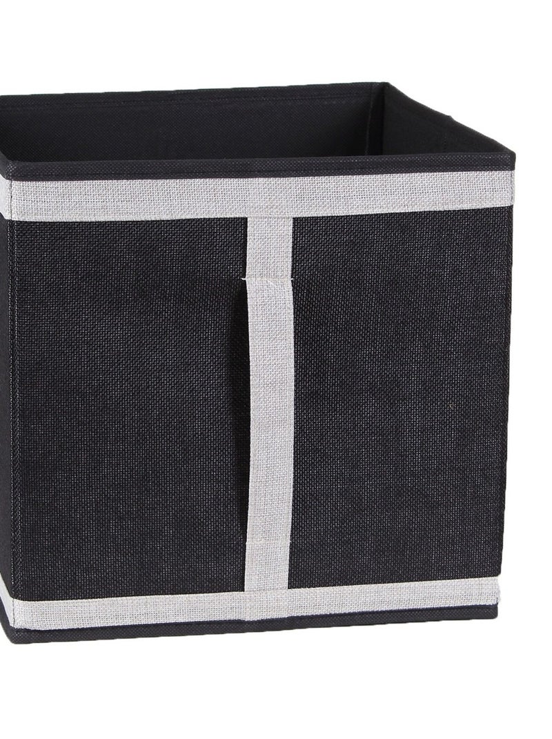 Cube pliable en carton recouvert de tissu polyester aspect lin Noir - Kiabi