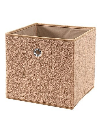 Cube pliable tissu bouclette beige - H27 cm