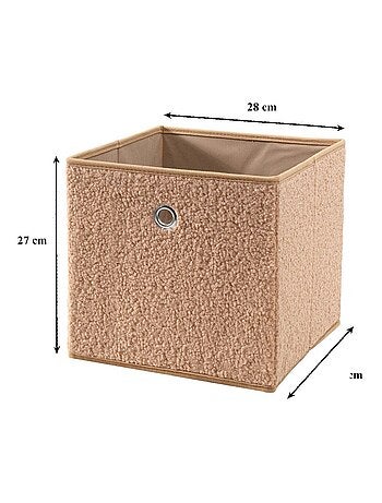 Cube pliable tissu bouclette beige - H27 cm
