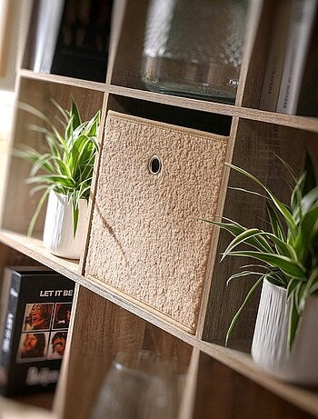 Cube pliable tissu bouclette beige - H27 cm