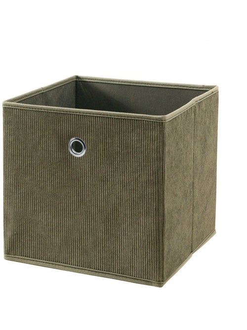 Cube pliable tissu velours côtelé kaki - H27 cm - Kiabi Cube pliable tissu velours côtelé kaki - H27 cm - Kiabi