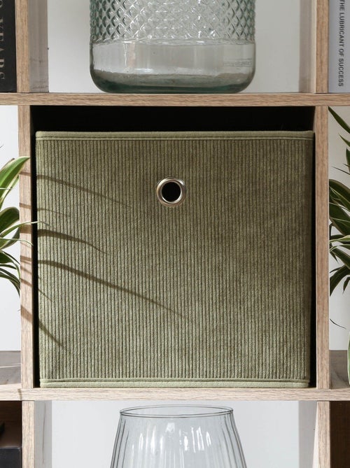 Cube pliable tissu velours côtelé kaki - H27 cm - Kiabi Cube pliable tissu velours côtelé kaki - H27 cm - Kiabi