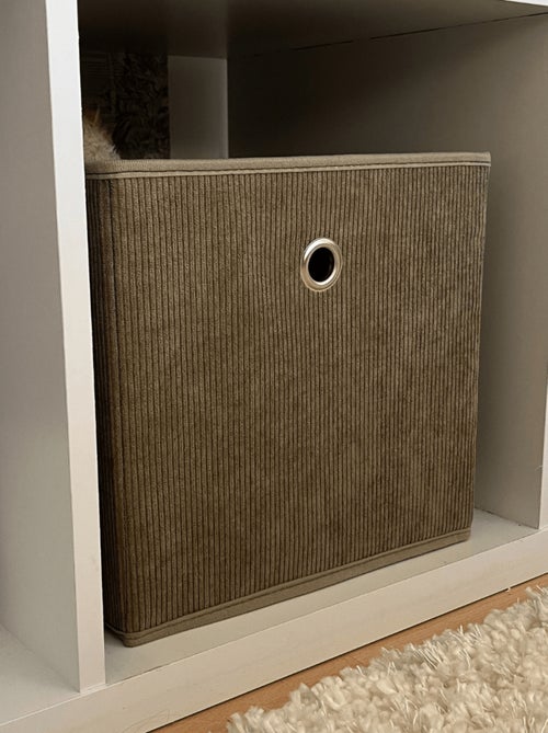 Cube pliable tissu velours côtelé kaki - H27 cm - Kiabi Cube pliable tissu velours côtelé kaki - H27 cm - Kiabi