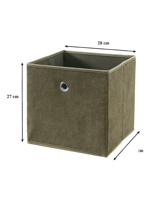 Cube pliable tissu velours côtelé kaki - H27 cm - Kiabi Cube pliable tissu velours côtelé kaki - H27 cm - Kiabi