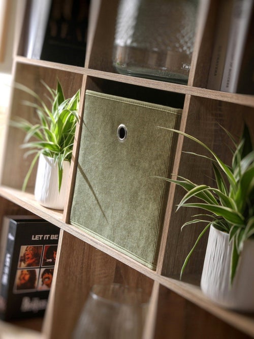 Cube pliable tissu velours côtelé kaki - H27 cm - Kiabi Cube pliable tissu velours côtelé kaki - H27 cm - Kiabi