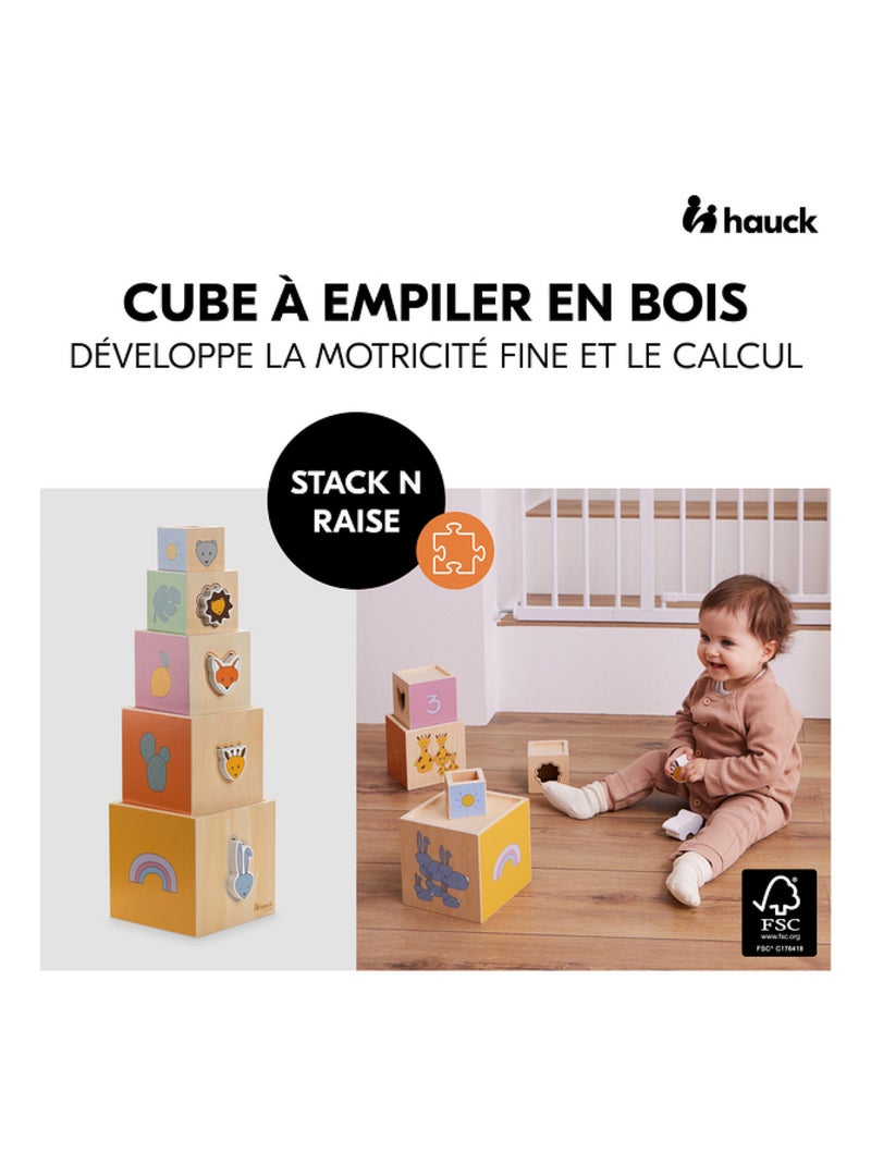 Cubes à empiler en bois coloré Orange - Kiabi