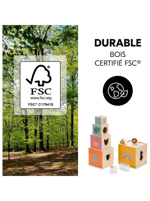 Cubes à empiler en bois coloré - Kiabi