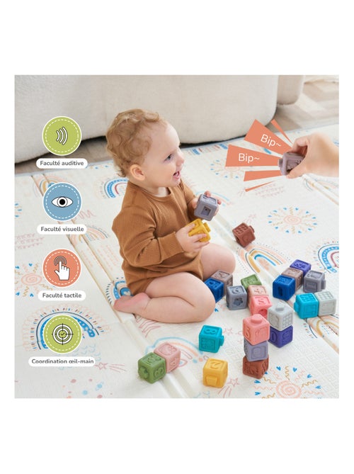 Cubes d'éveil à empiler avec son - Jeu d'éveil | SUPERBE BEBE - Kiabi