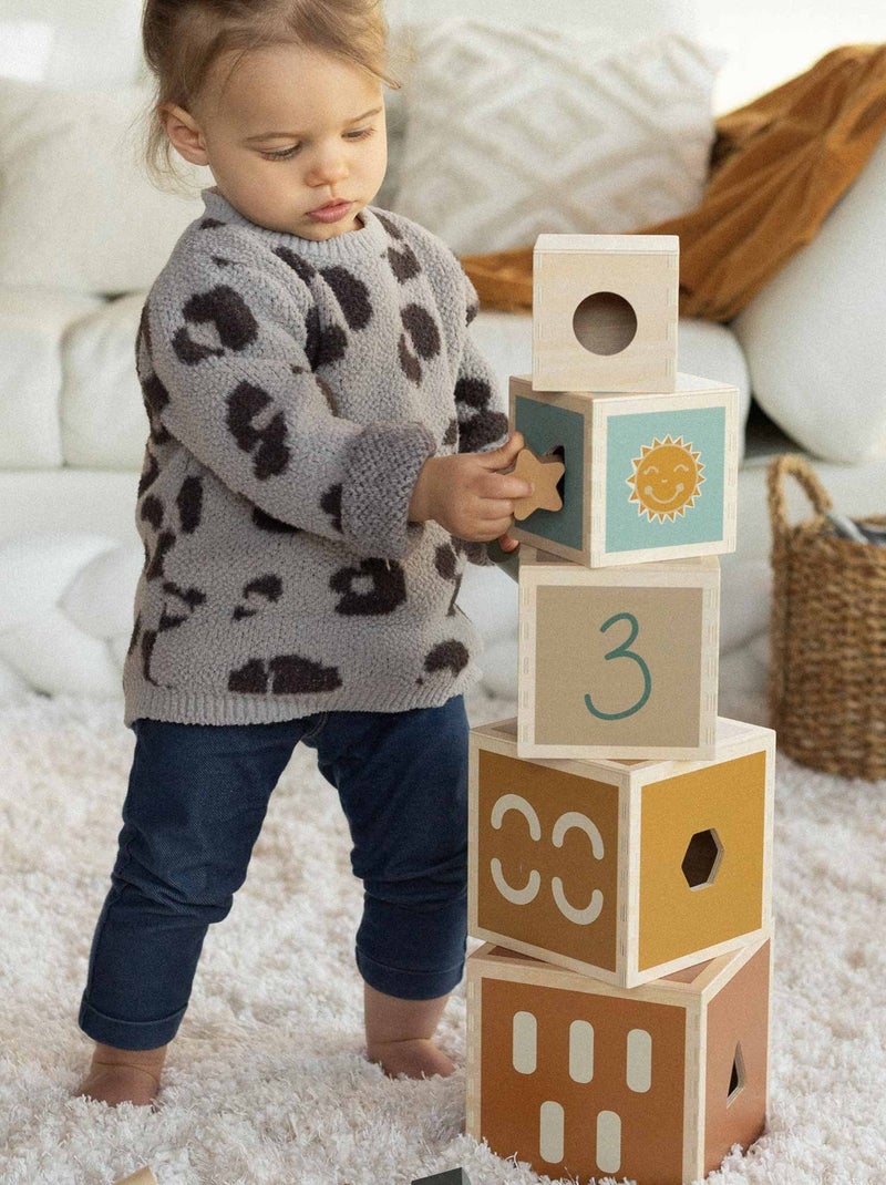 Cubes empilables en bois Multicolore - Kiabi