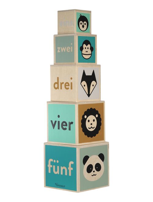 Cubes gigognes avec animaux et chiffres en bois - Kiabi
