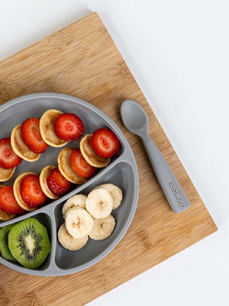 Cuillère bébé en 100% silicone Minikoioi Gris - Kiabi