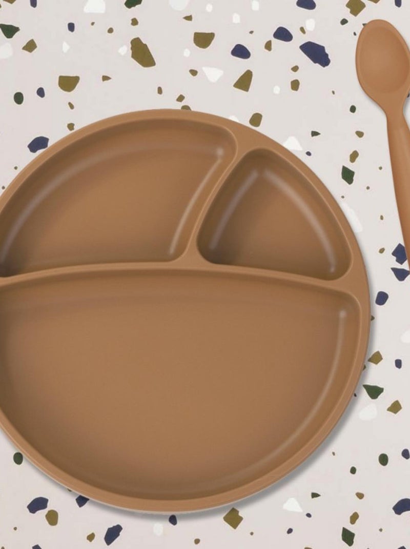 Cuillère bébé en 100% silicone Minikoioi Marron caramel - Kiabi