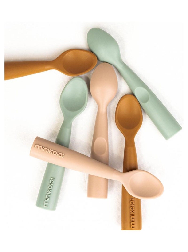Cuillère bébé en 100% silicone Minikoioi Vert - Kiabi