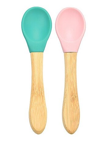 Cuillères bébé en bambou et silicone (lot de 2) Minikoioi