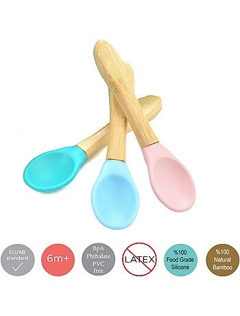 Cuillères bébé en bambou et silicone (lot de 2) Minikoioi