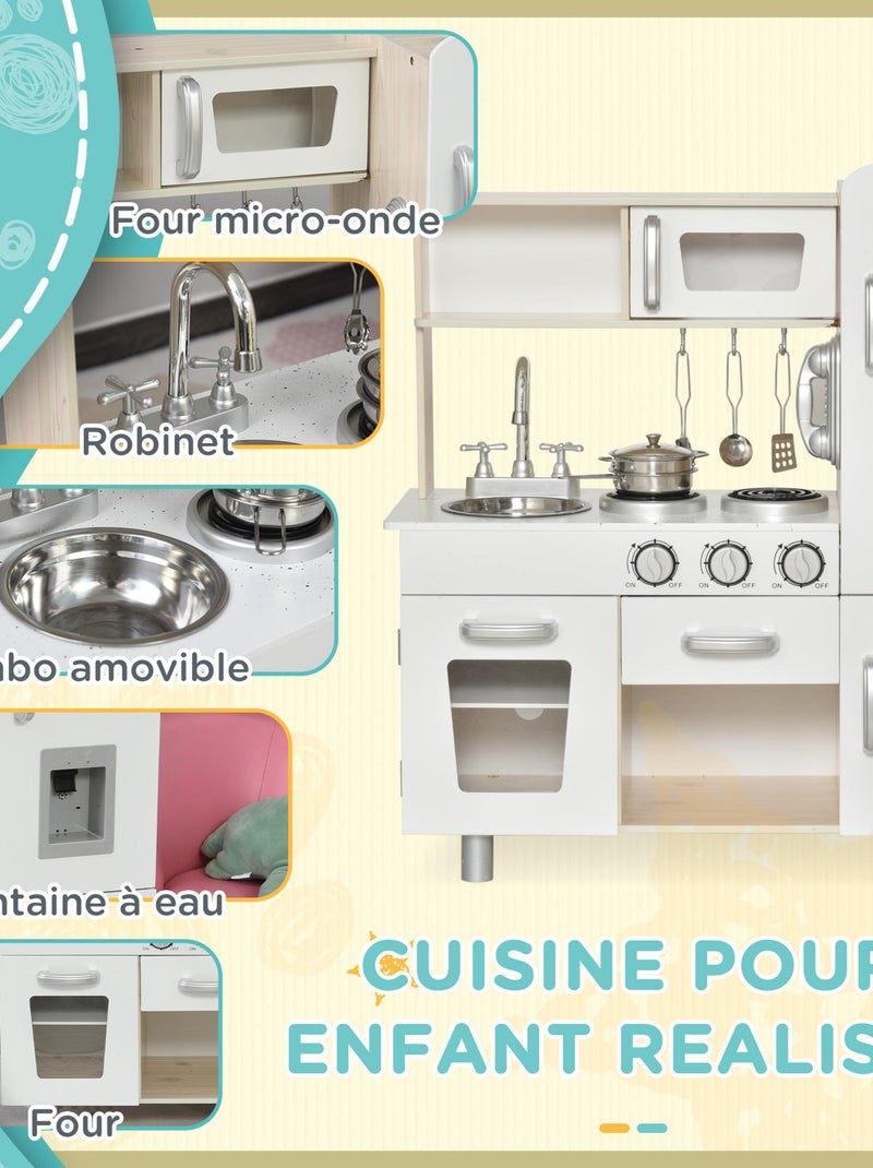 Cuisine bois jeu d'imitation accessoires & rangements inclus blanc chêne clair N/A - Kiabi