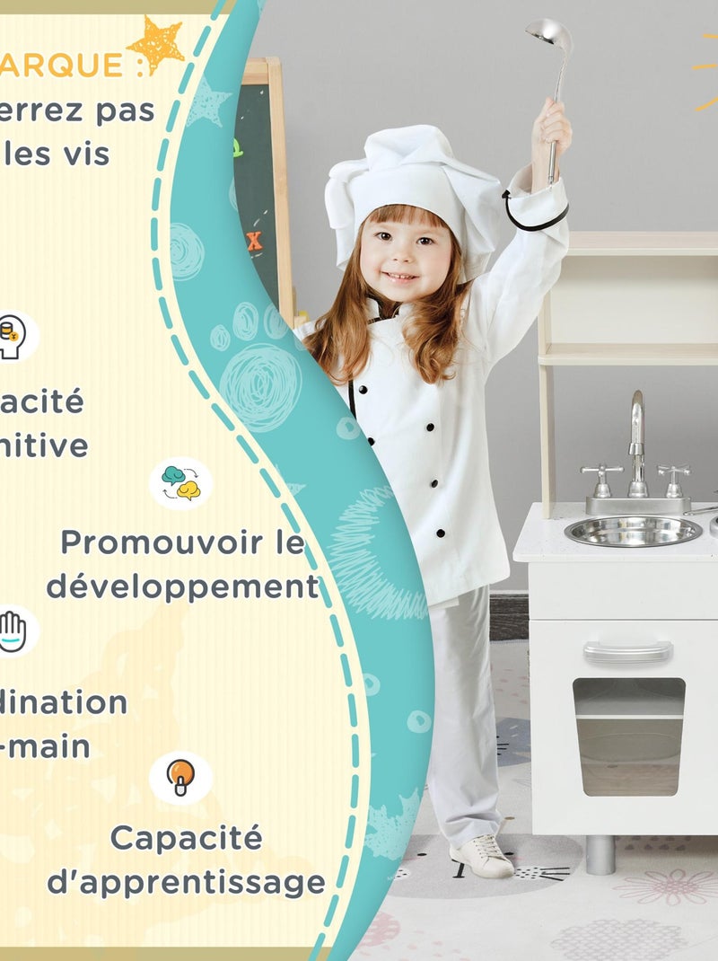 Cuisine bois jeu d'imitation accessoires & rangements inclus blanc chêne clair N/A - Kiabi