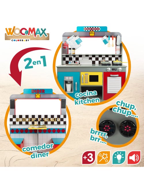 Cuisine de jeu en bois et bar rétro woomax - Kiabi