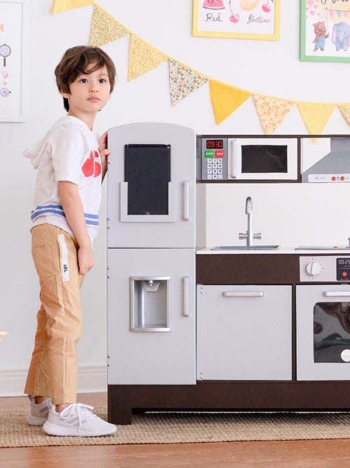 Cuisine de jeu enfant en bois effet lumière et sonore avec tableau électrique - Kiabi