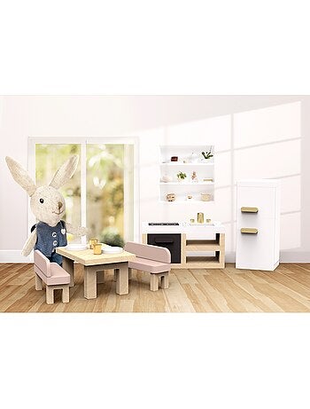 Cuisine de la maison de poupée lapin