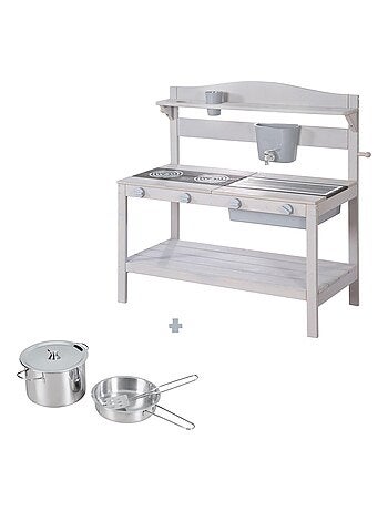 Cuisine d'extérieur en bois massif pour enfant + accessoires ROBA