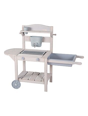 Cuisine d'extérieur en bois massif pour enfant avec roulettes 'BBQ' ROBA