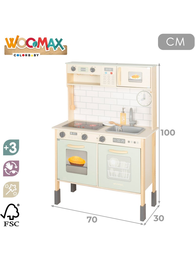 Cuisine électrique en bois avec lumière, son et accessoires 30x68x102 cm WOOMAX N/A - Kiabi