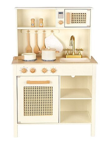 Cuisine en bois et rotin