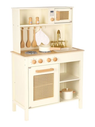 Cuisine en bois et rotin