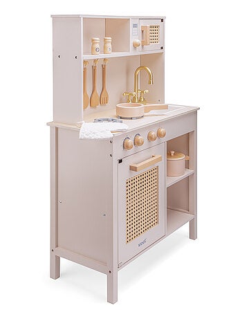 Cuisine en bois et rotin