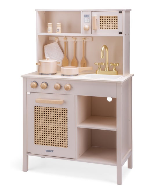 Cuisine en bois et rotin rose - Kiabi