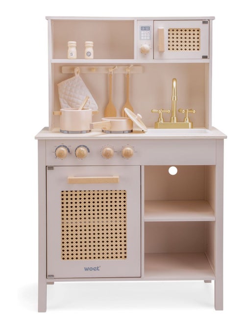 Cuisine en bois et rotin rose - Kiabi