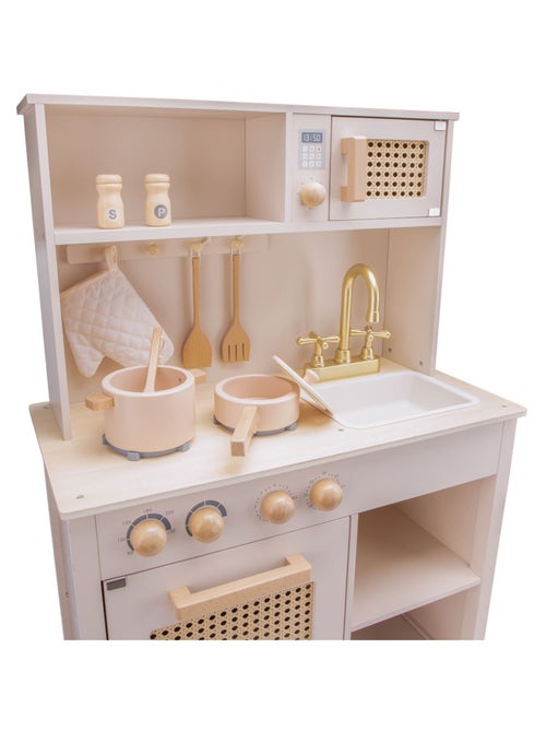 Cuisine en bois et rotin rose - Kiabi