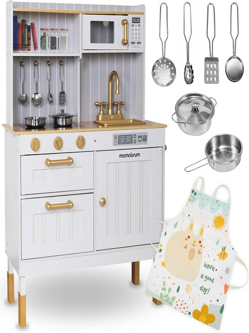 Cuisine Enfant 3+ en Bois avec Accessoires et Tablier - Micro-ondes, Four, évier - Kiabi Cuisine Enfant 3+ en Bois avec Accessoires et Tablier - Micro-ondes, Four, évier - Kiabi