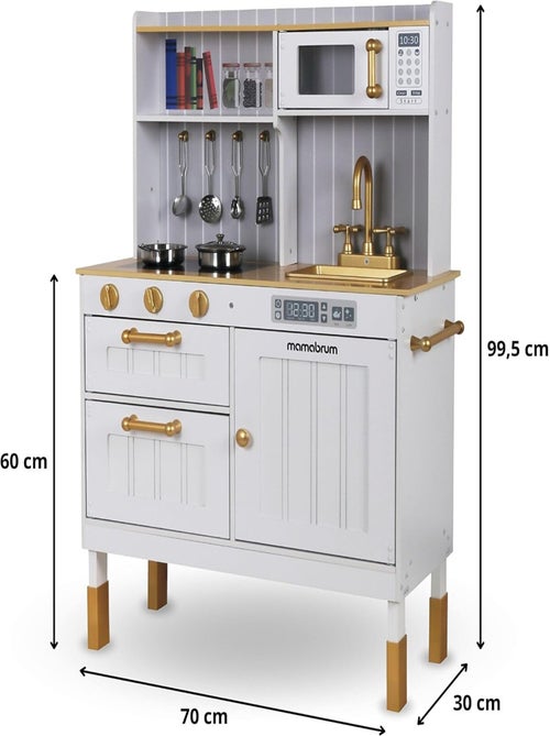 Cuisine Enfant 3+ en Bois avec Accessoires et Tablier - Micro-ondes, Four, évier - Kiabi Cuisine Enfant 3+ en Bois avec Accessoires et Tablier - Micro-ondes, Four, évier - Kiabi
