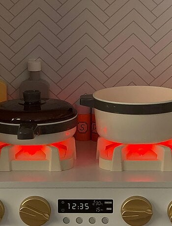 Cuisine Enfant Bois - Cuisinière Interactive, Éclairage LED, Cafetière et Accessoires